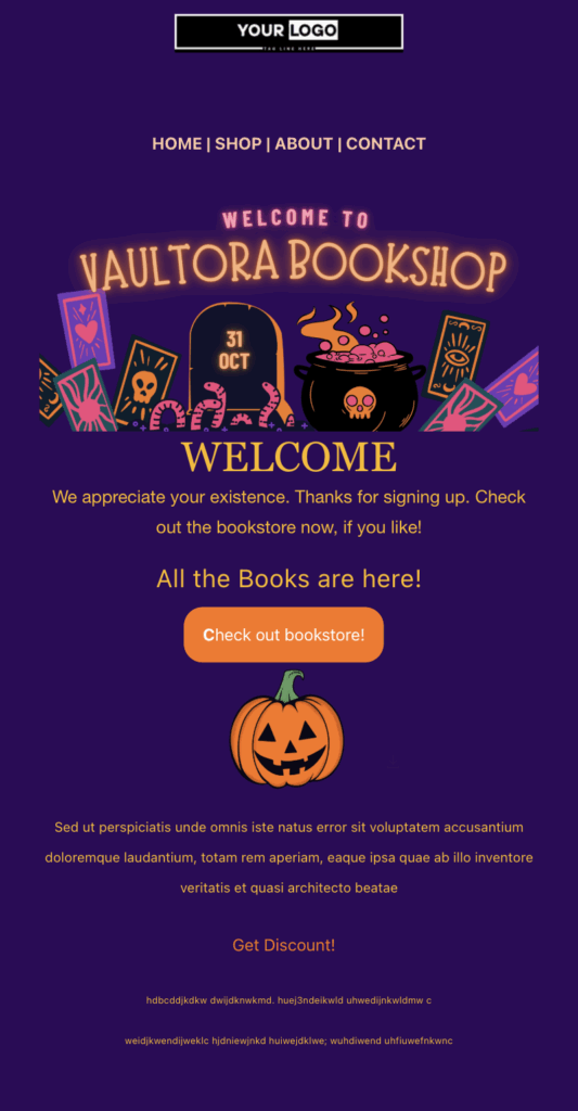 Halloween welcome email